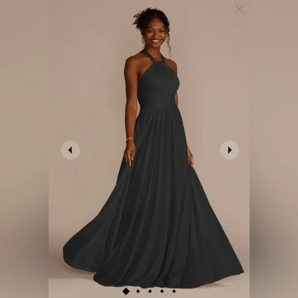 David's Bridal Dresses Black High Neck Long Dress Bridesmaid